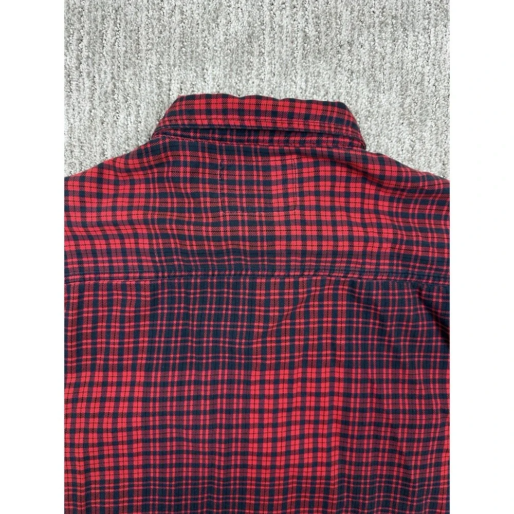 Vtg Levi's Mens Long Sleeve Plaid Flannel Shirt Red 100% Cotton XL Metal Buttons